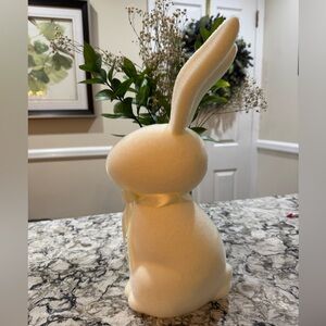 Cream flocked Bunny with satin Ribbon